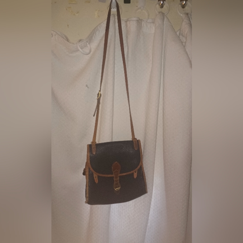 Vintage Dooney & Bourke All Weather Leather Black Brown Shoulder Bag (Rehab) USA